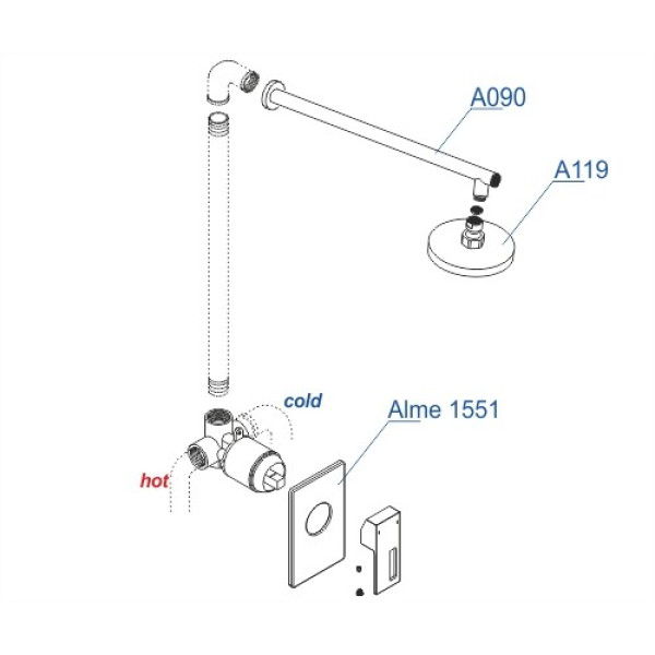 Смеситель для душа WasserKRAFT Alme Хром (A12119) Смеситель для душа WasserKRAFT Alme Хром (A12119)