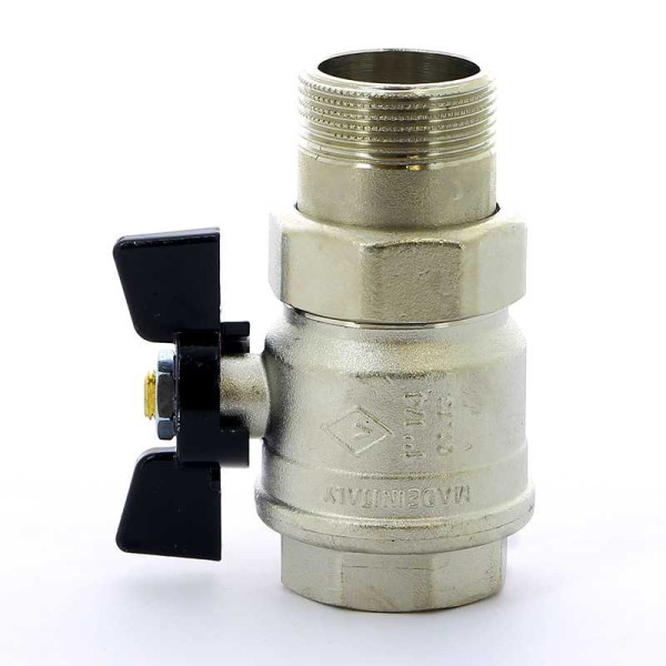 Кран Bugatti 1 1/4" шаровый со сгоном New Jersey 922 (черная бабочка) (09220007)