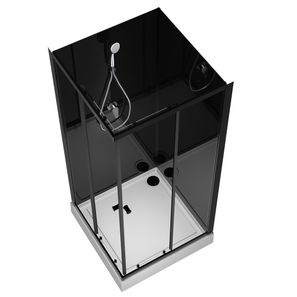 Душевая кабина Loranto Neo 90x90x190 стекло прозрачное, профиль черный (CS-21801-BP)