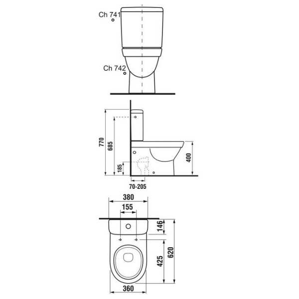 Унитаз напольный Jika Tigo 380х400х620 универсальный выпуск (8.2421.6.000.231.1)