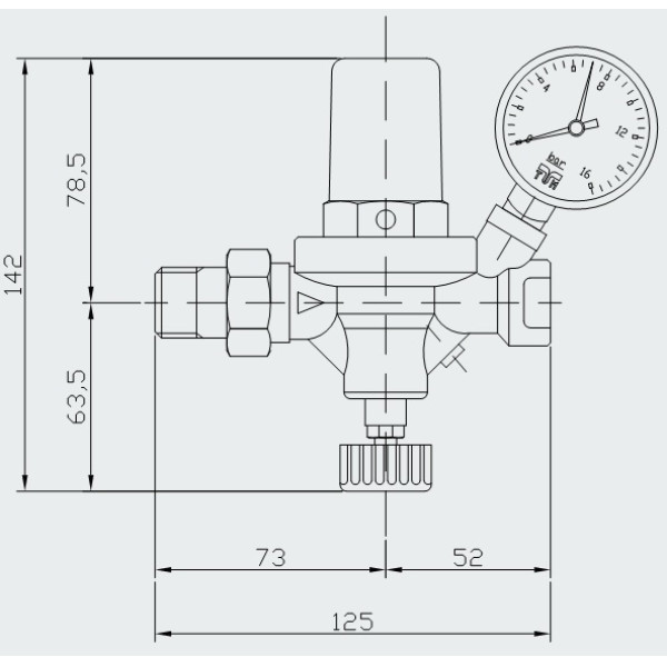 Клапан подпиточный 1/2" PN 16 (1-6 бар)