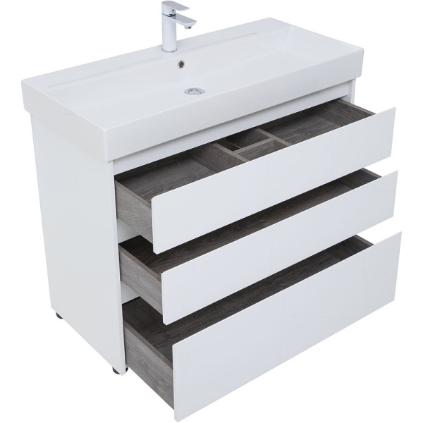 Тумба напольная Aquanet Nova Lite 100 белый глянец (3 ящика) (00302478) Тумба напольная Aquanet Nova Lite 100 белый глянец (3 ящика) (00302478)