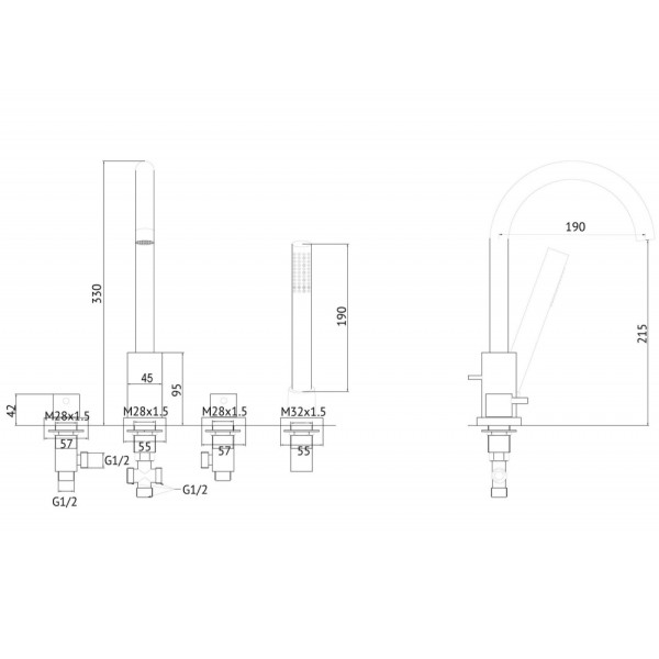 Смеситель на борт ванны Abber Wasser Kreis никель (AF8113NG)