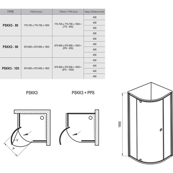 Душевой уголок Ravak Pivot 90x90x190 стекло прозрачное, профиль белый (3767710Z1) Душевой уголок Ravak Pivot 90x90x190 стекло прозрачное, профиль белый (3767710Z1)