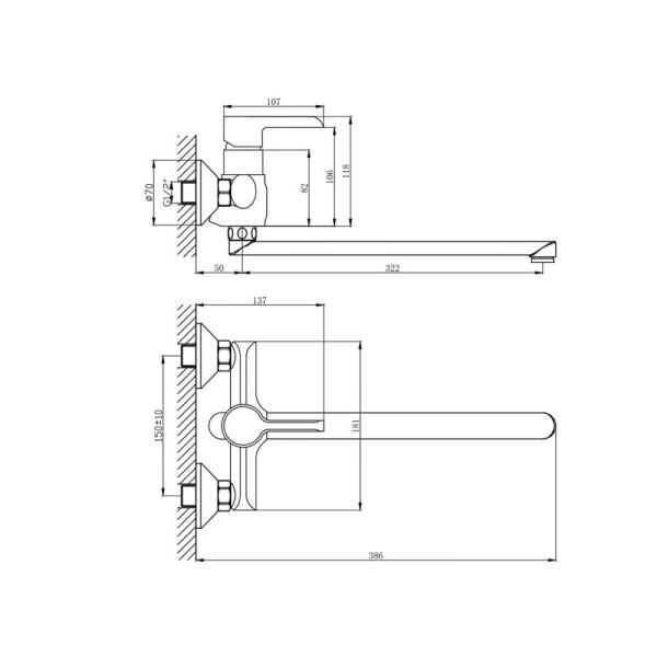 Смеситель для ванны и душа Aquanika Logic хром (AQL1734CR)