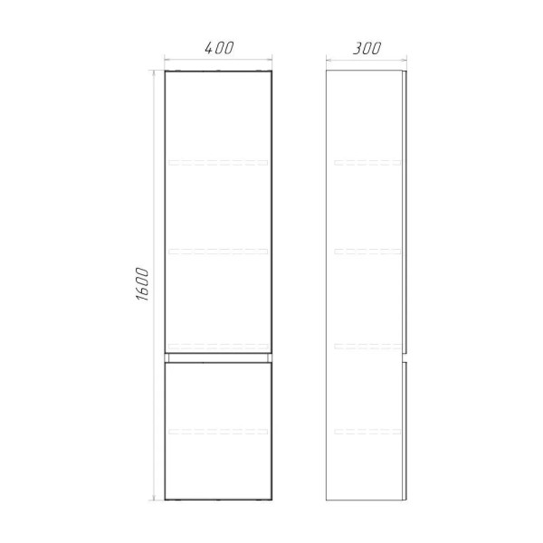 Пенал подвесной Comforty Лозанна 400x300x1600 белый глянцевый (00-00017837)