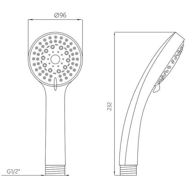 Душевая лейка Melodia 5 функций d100 L230 хром/серый (MKP20591)