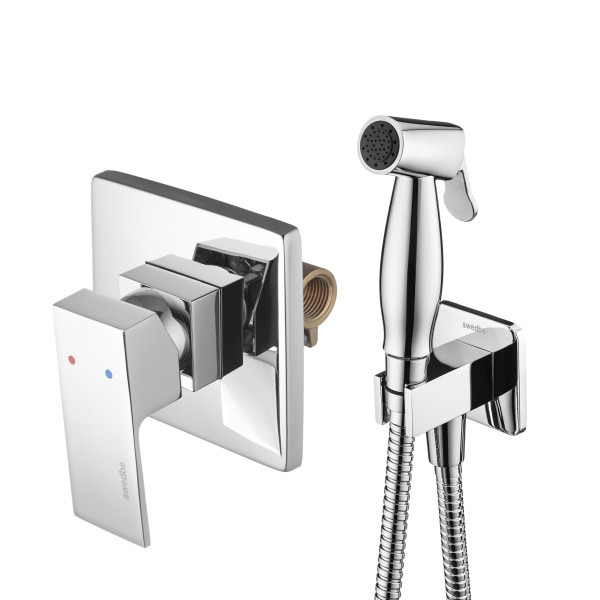 Смеситель с гигиеническим душем встраиваемый Swedbe Platta хром (5526)