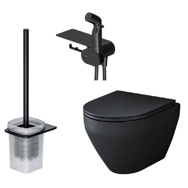 Унитаз подвесной AM.PM Spirit V2.0 с гигиеническим душем, черный CK70H1103B