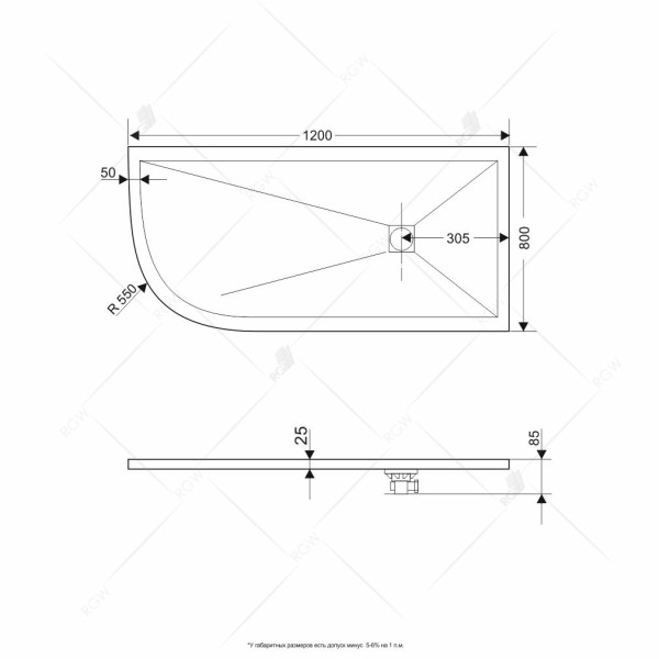 Душевой поддон RGW Stone Tray ST/AR-G 80x120 черный (16154128-02R)