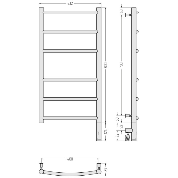 Полотенцесушитель электрический Сунержа Галант 3.0 800x400 провод справа матовый белый (30-5801-8040)