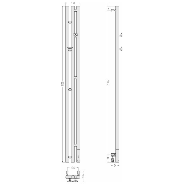 Полотенцесушитель электрический Сунержа Терция 3.0 1500x106 провод справа белый (12-5845-1511)