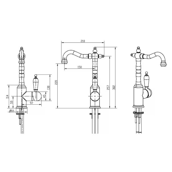 Смеситель для раковины Boheme Tradizionale Nero CR (хром) (242) Смеситель для раковины Boheme Tradizionale Nero CR (хром) (242)