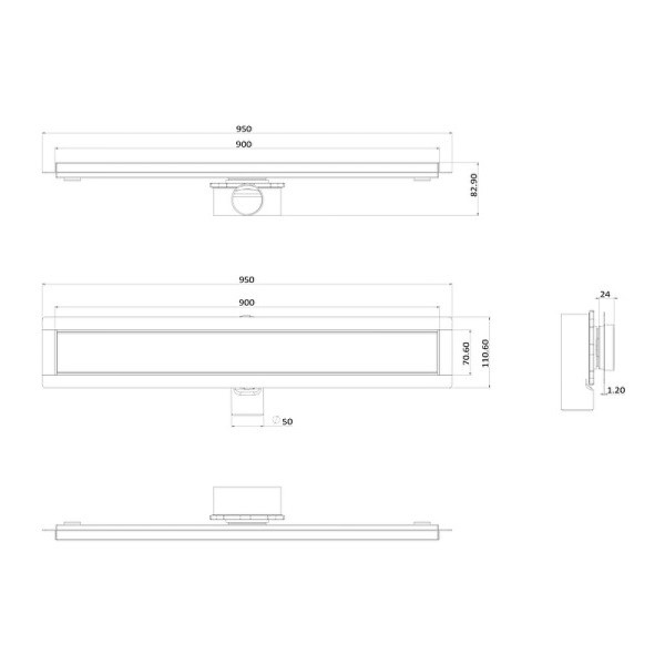 Душевой лоток ALMAes Laguna 90 с черной решеткой (LG90BL)
