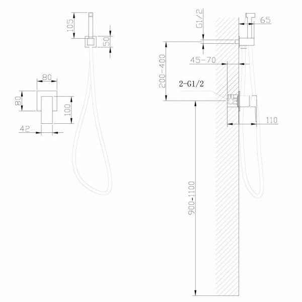 Смеситель с гигиеническим душем Abber Daheim черный матовый (AF8225B)