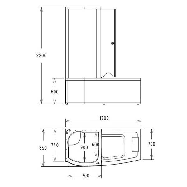 Ванна акриловая Gemy 170х85 белая (G8040 C L) Ванна акриловая Gemy 170х85 белая (G8040 C L)