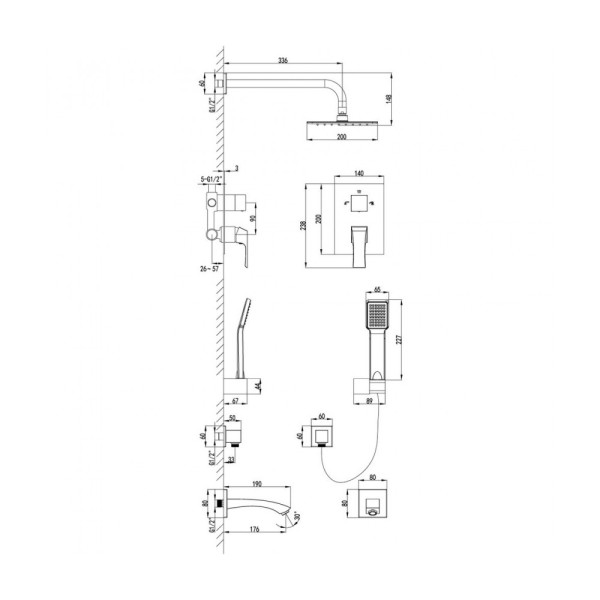 Смеситель для ванны и душа Lemark Unit (LM4522C)