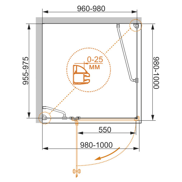 Душевой уголок Cezares Verona 100x100x195 стекло прозрачное, профиль хром (VERONA-W-A-1-100-C-Cr)