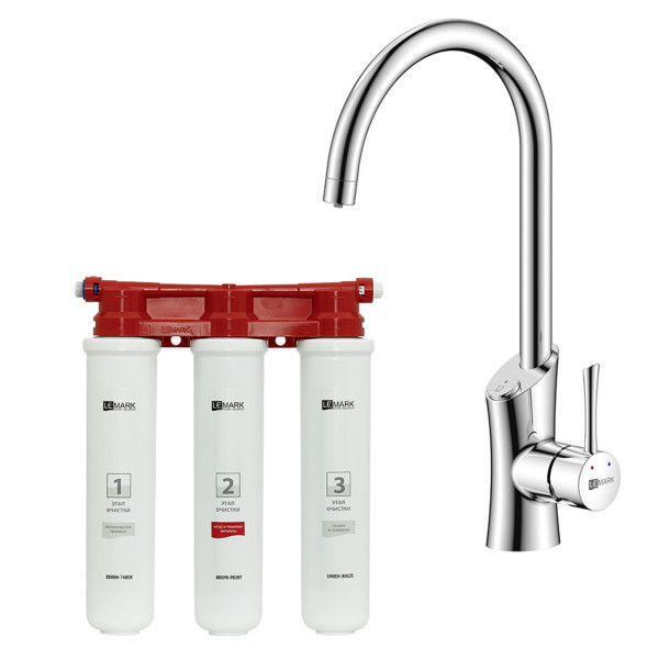 Смеситель для кухни Lemark с фильтром для питьевой воды Comfort+Basic хром (LM3072C085)