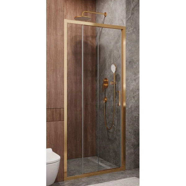 Душевая дверь Cezares Molveno 120x195 стекло прозрачное, профиль брашированное золото (MOLVENO-BF-3-120-C-BORO-IV)