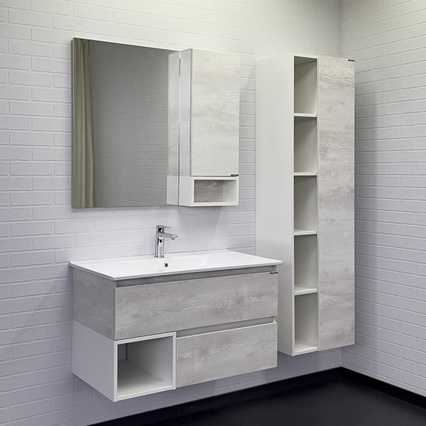 Тумба подвесная Comforty Турин 910x500x465 дуб бежевый матовый с раковиной (00-00001572)