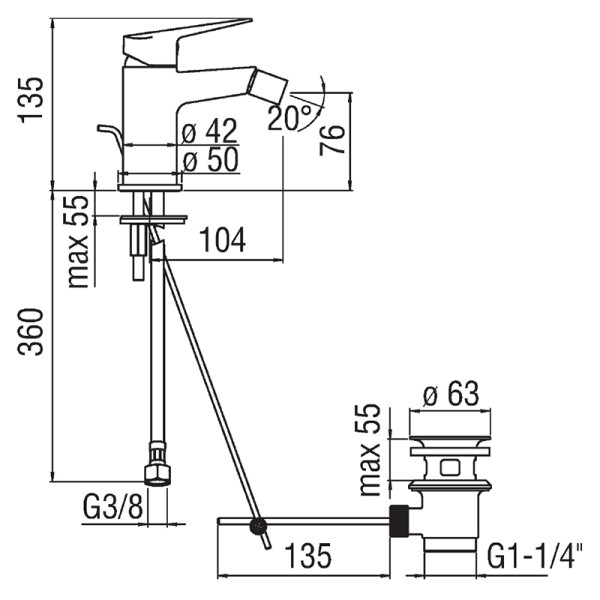 Смеситель для биде Nobili Blues хром (BS101119/1CR)