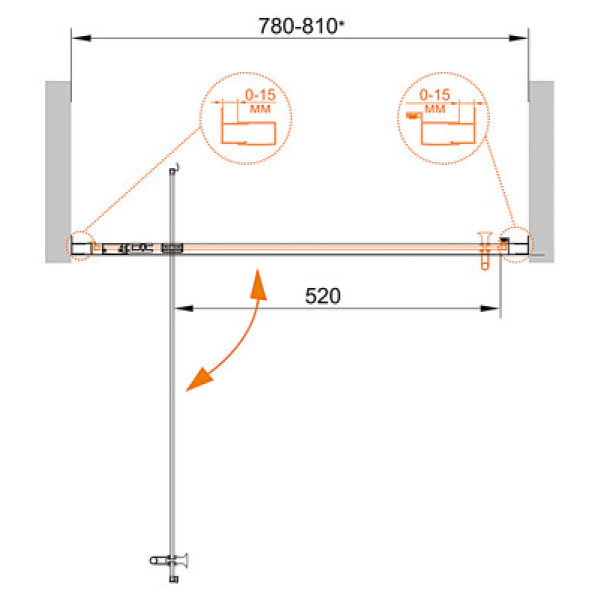 Душевая дверь Cezares Eco 80x190 стекло прозрачное (ECO-BA-1-80-C-Cr)