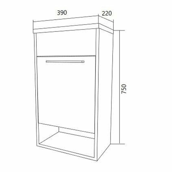 Тумба подвесная 1Marka Lira 390*220*850 с раковиной, дуб сонома (У85919)