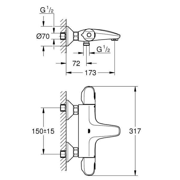 Смеситель термостатический для ванны Grohe Grohtherm 1000 (34155003)