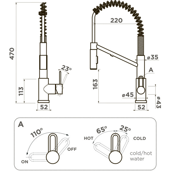 Смеситель для кухни Omoikiri Mikawa 2 Plus-SB-GM вороненая сталь (4994454)