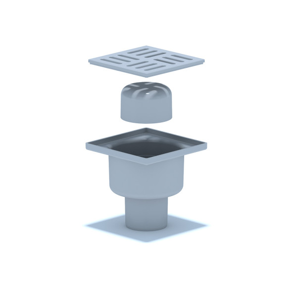 Трап вертикальный 50 мм. (100*100) АНИ нерегулируемый, с гидрозатвором (решетка пластик) АНИ пласт (TA5204)