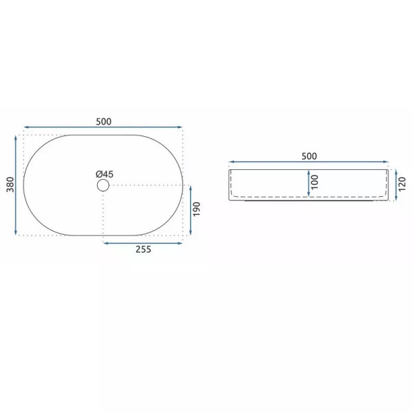Раковина накладная Rea Nadia 50x37,5 белый (REA-U6563)