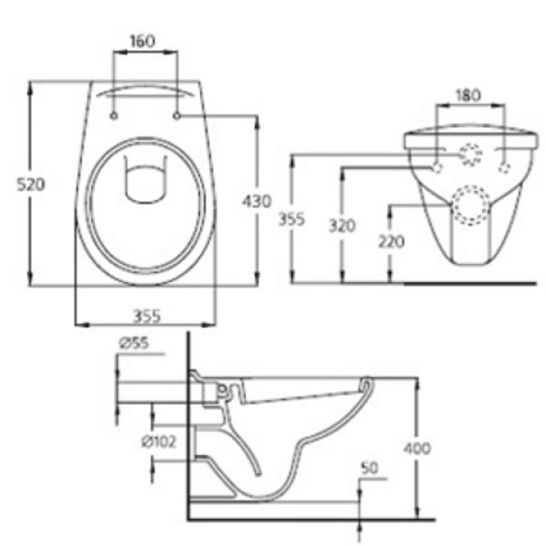 Унитаз подвесной Ideal Standard Ecco 350x520x355 (W740601)