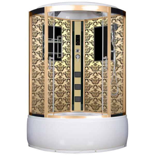 Душевая кабина Niagara с гидромассажем 1200*1200*2200 Lux стекло прозрачное, задние стенки стекло узорчатое, профиль золото (NGL-7744G)