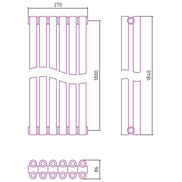 Дизайн-радиатор Сунержа Эстет-00 1800*270 6 секций хром (00-0332-1806) Дизайн-радиатор Сунержа Эстет-00 1800*270 6 секций хром (00-0332-1806)