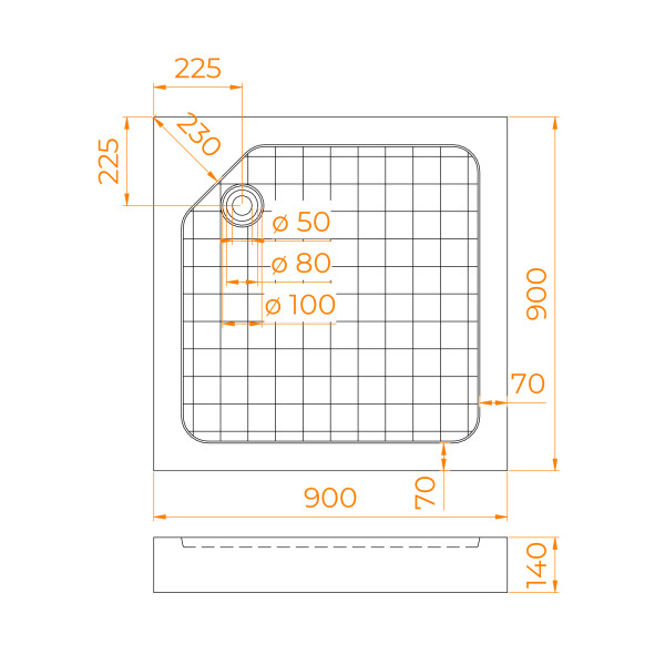 Душевой поддон RGW SMC-W 90x90 белый (57350199-01)