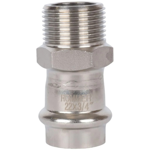 Переход 22х3/4"Н Rommer из нержавеющей стали (пресс) (RSS-0021-002234) Переход 22х3/4"Н Rommer из нержавеющей стали (пресс) (RSS-0021-002234)
