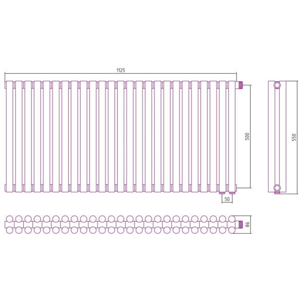 Дизайн-радиатор Сунержа Эстет-11 EU50 500*1125 25 секций хром (00-0312-5025)