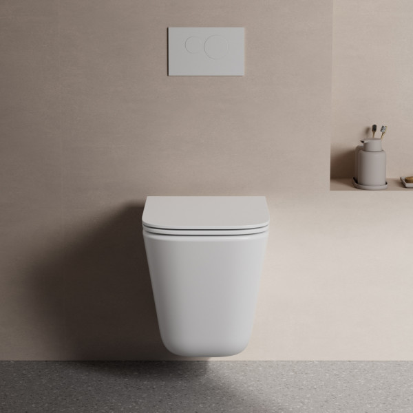 Унитаз подвесной Abber Rechteck безободковый, смыв торнадо, с закрытым дном белый (AC1219TC)