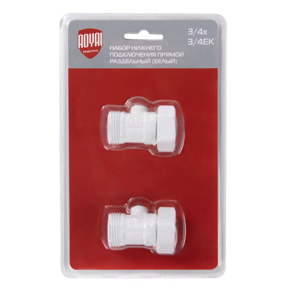 Комплект фитингов со встроенным шаровым краном Royal Thermo 3/4"х3/4"EK (белый) (RANPP13434WH) Комплект фитингов со встроенным шаровым краном Royal Thermo 3/4"х3/4"EK (белый) (RANPP13434WH)