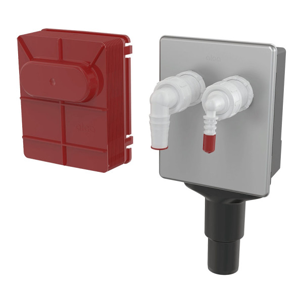 Сифон для стиральной машины Alcaplast под штукатурку для подключения до двух устройств DN40 и DN50, нержавеющая сталь (APS6)