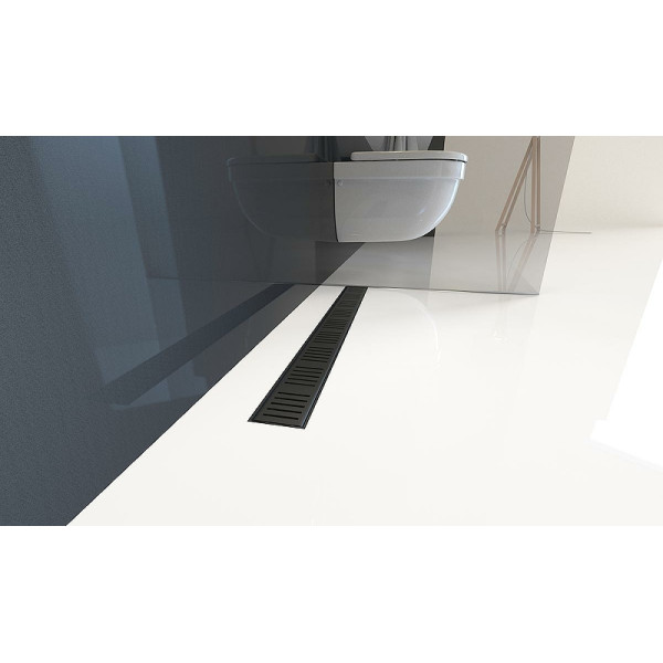 Лоток душевой AlcaPlast с порогами и решеткой из нерж. стали, черный-мат (AG101101550/APZ10BLA) Лоток душевой AlcaPlast с порогами и решеткой из нерж. стали, черный-мат (AG101101550/APZ10BLA)