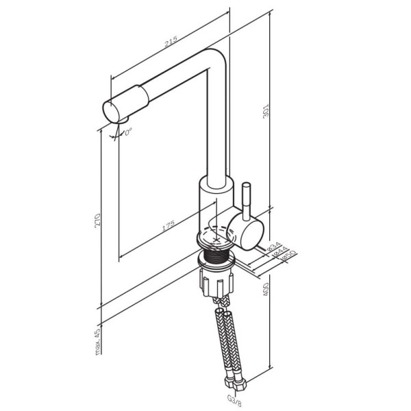 Смеситель для кухни AM.PM X-Joy S с L-изливом хром (F85B05000)