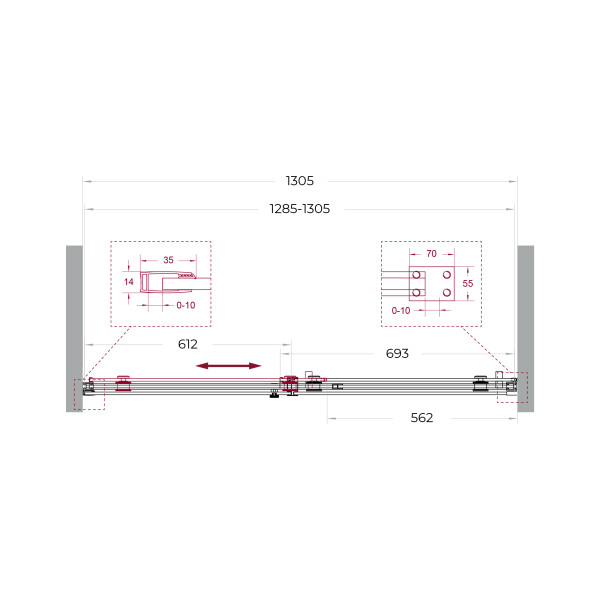 Душевая дверь BelBagno Soft Close-2 130x200 стекло прозрачное, профиль оружейная сталь матовая (SOFT_CLOSE-2-BF-1-130-C-GM)