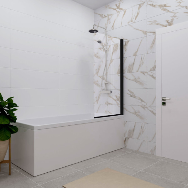 Душевая шторка для ванны Triton 75x140 стекло прозрачное, профиль черный (DP82) Душевая шторка для ванны Triton 75x140 стекло прозрачное, профиль черный (DP82)