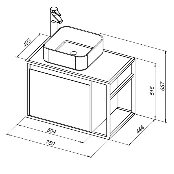 Тумба подвесная Aquanet Nova Lite Loft 75 L дуб рустикальный (00261658)