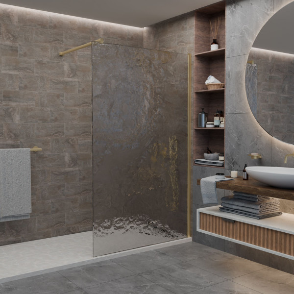 Душевое ограждение RGW Walk In WA-55-Gb 90x210 стекло лед, профиль золото браш (33105509-236) Душевое ограждение RGW Walk In WA-55-Gb 90x210 стекло лед, профиль золото браш (33105509-236)