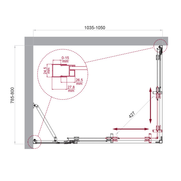 Душевой уголок BelBagno Luce 105x80x195 стекло прозрачное, профиль хром (LUCE-AH-21-105/80-C-Cr)