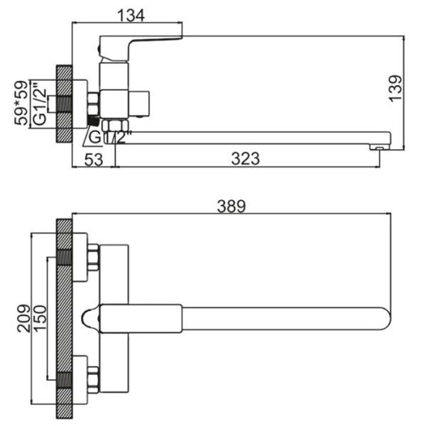 Смеситель для ванны и душа Ledeme белый (L2273W)