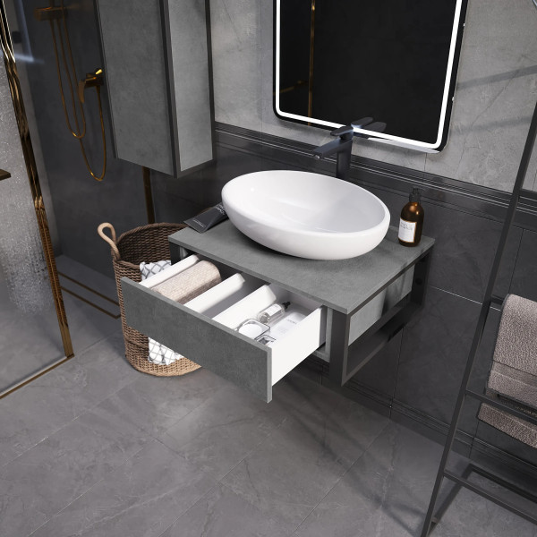 Тумба подвесная 1Marka Grundge Loft 600x480x255 бетон лофт (Ц0000031983)